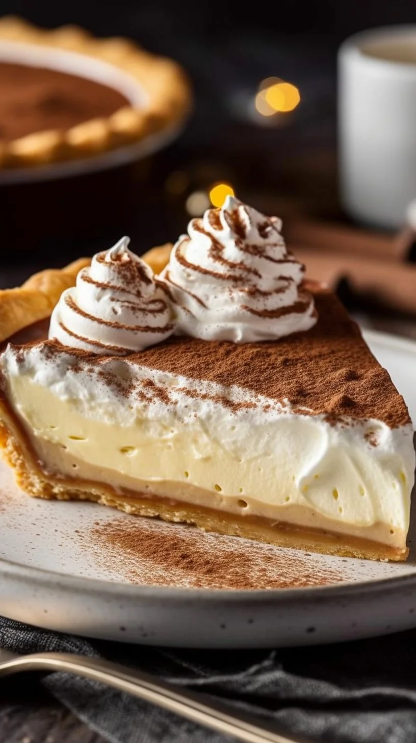 Delicious cinnamon-vanilla custard pie perfect for Christmas Eve dessert.