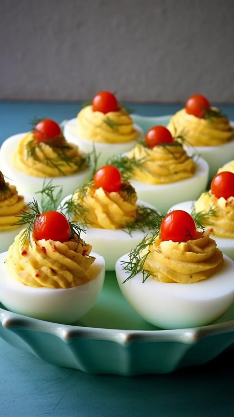 Festive Christmas Tree Deviled Eggs garnished for holiday celebrations
