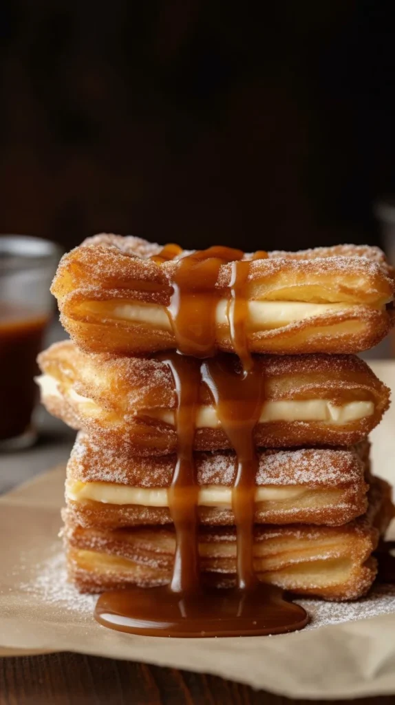 Slice of Churro Cheesecake topped with cinnamon and whipped cream