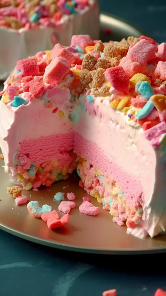 Circus Animal Cookie Lush dessert topped with colorful frosting and sprinkles