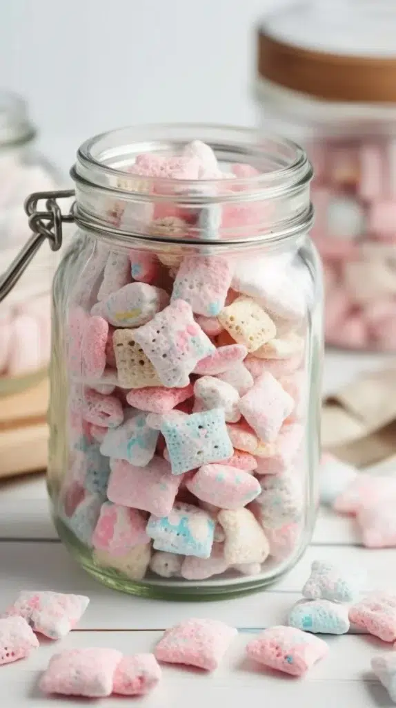 Circus Animal Puppy Chow mixed with colorful treats and chocolate.