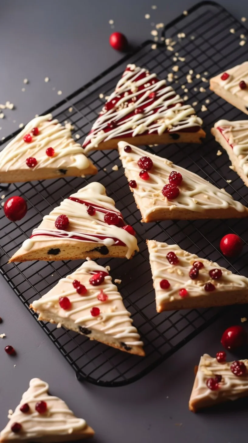 Cranberry Bliss Bars topped with cream cheese icing and dried cranberries