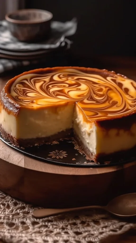 Creamy cheesecake topped with Sobao bread for an irresistible dessert