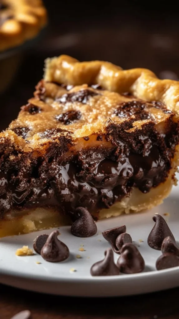 Delicious easy chocolate chip cookie pie fresh out of the oven