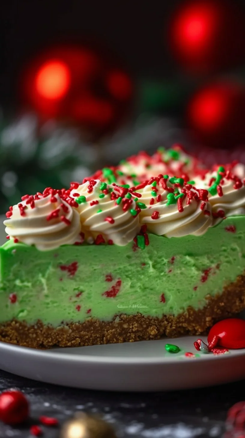 No Bake Grinch Pie, a festive dessert for holiday parties and gatherings