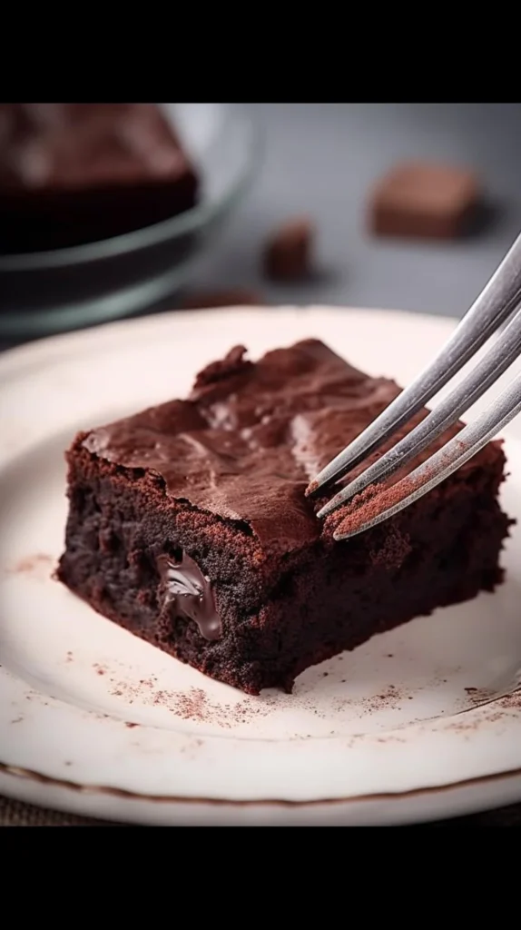 Delicious homemade flourless brownies on a plate