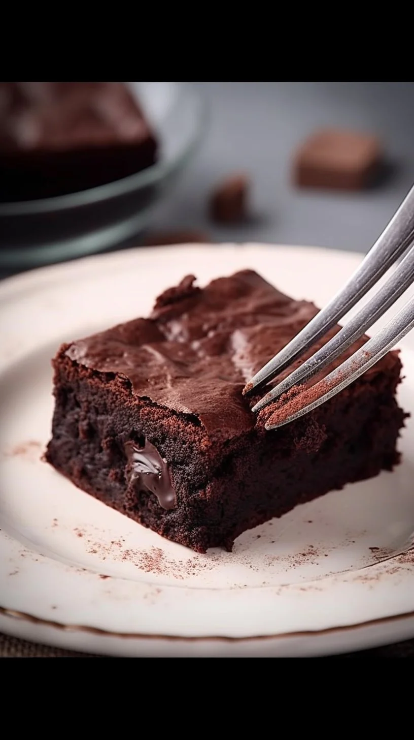 Delicious homemade flourless brownies on a plate