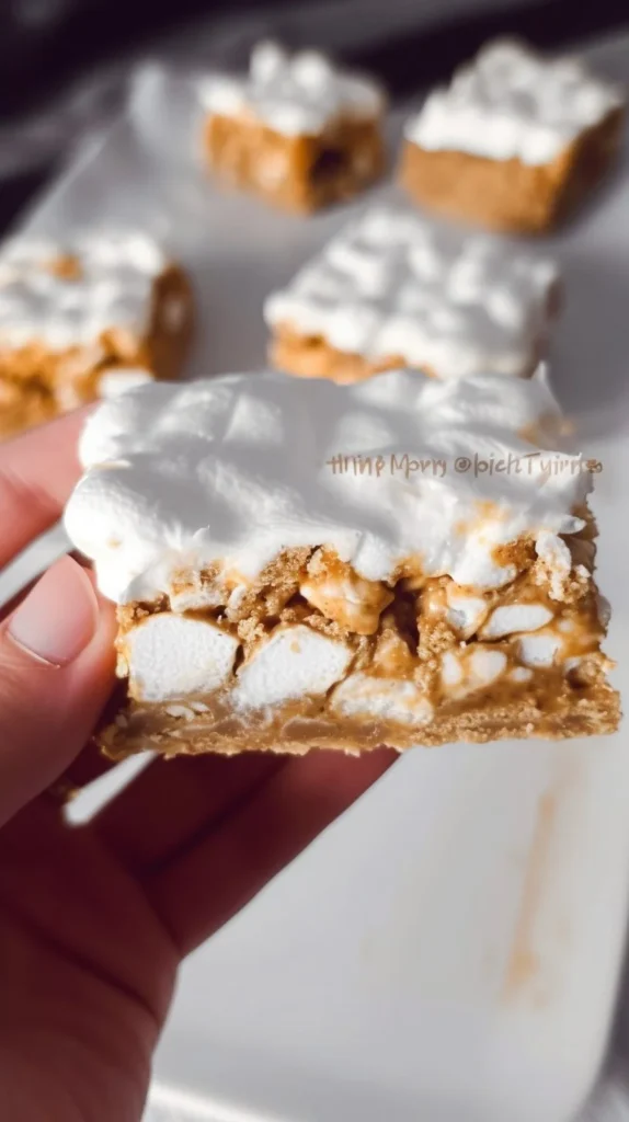 Delicious homemade Fluffernutter Bars with marshmallow fluff and peanut butter