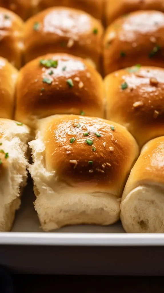 Golden-brown garlic bread rolls served in a basket