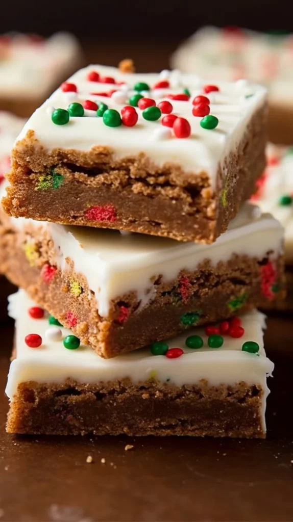 Delicious gingerbread cookie bars decorated for the holidays