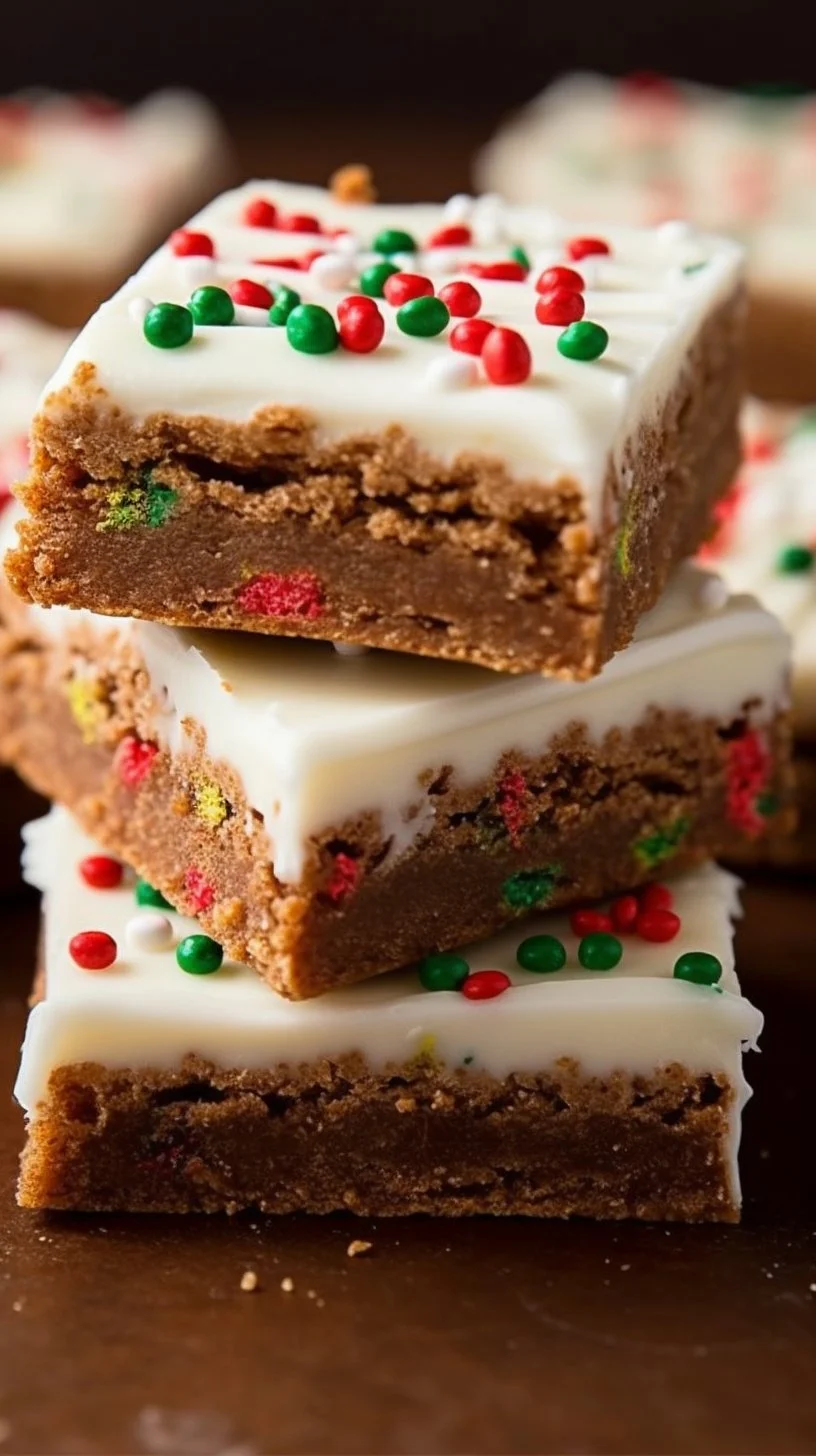 Delicious gingerbread cookie bars decorated for the holidays