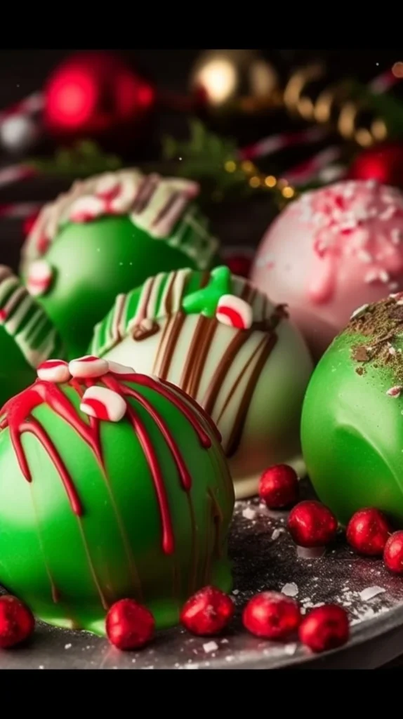 Grinch Hot Chocolate Bombs prepared in a festive setting