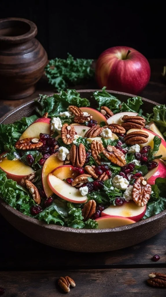 Delicious Honeycrisp Apple and feta salad with greens and nuts