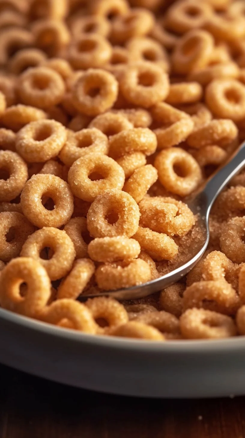 Bowl of hot buttered Cheerios topped with melted butter and cinnamon