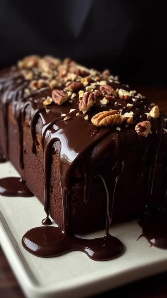 Delicious hot fudge brownie bread topped with melted chocolate
