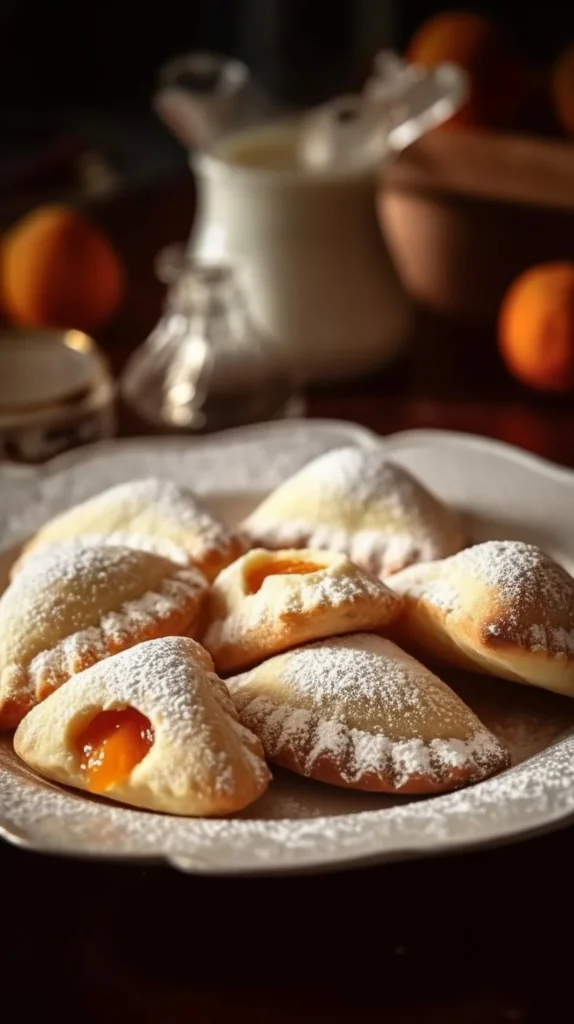 Homemade Kolacky Cookies filled with fruit preserves on a plate