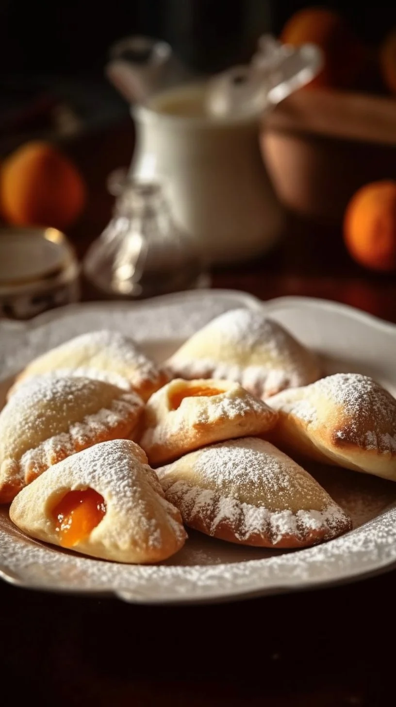 Homemade Kolacky Cookies filled with fruit preserves on a plate