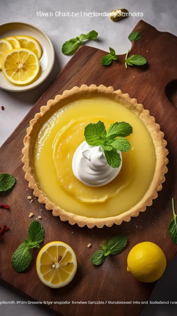 Delicious lemon tart with a golden crust and creamy lemon filling