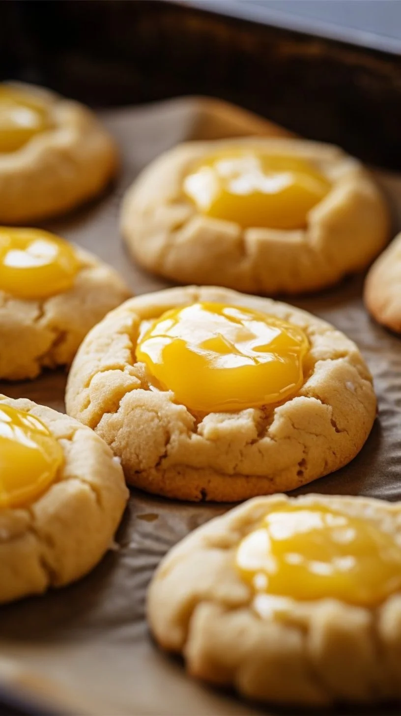 Freshly baked Lemon Thumbprint Cookies with a sweet lemon glaze