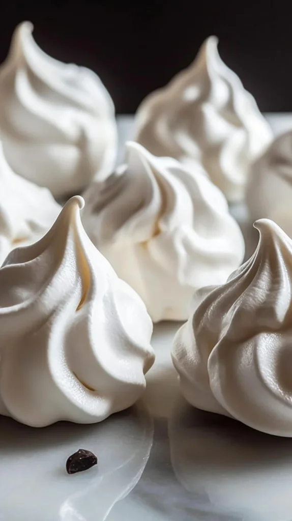 Delicious homemade meringue cookies on a white plate