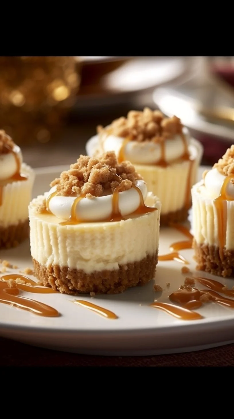 Mini Biscoff Christmas Cheesecakes with festive toppings