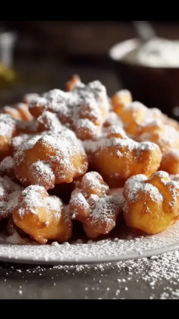 Delicious mini funnel cakes served on a plate with powdered sugar