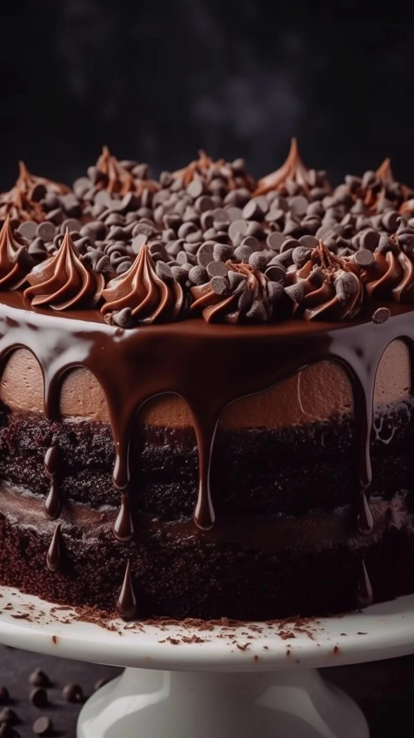 Mocha poke cake topped with chocolate and coffee-flavored frosting