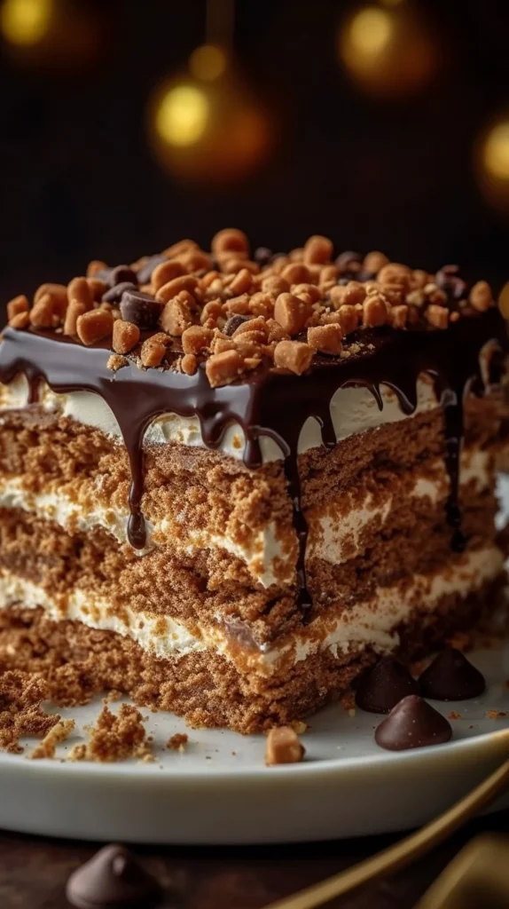 Delicious no-bake cookie lasagna dessert layered with cookies and cream