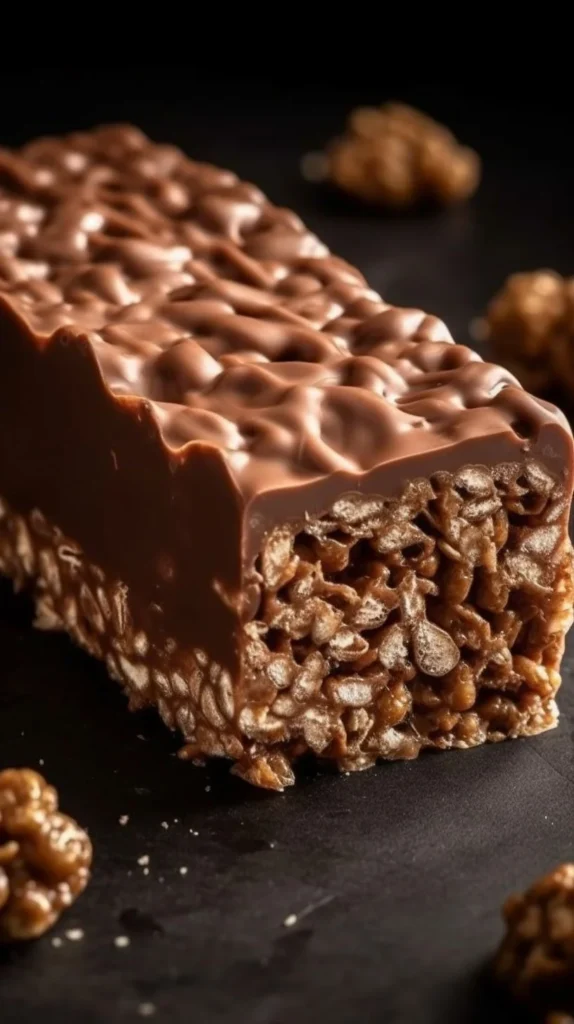 No Bake Homemade Crunch Bars recipe made with chocolate and crispy rice.