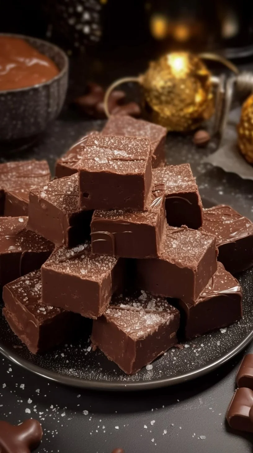 Delicious homemade Nutella fudge topped with chocolate sprinkles.