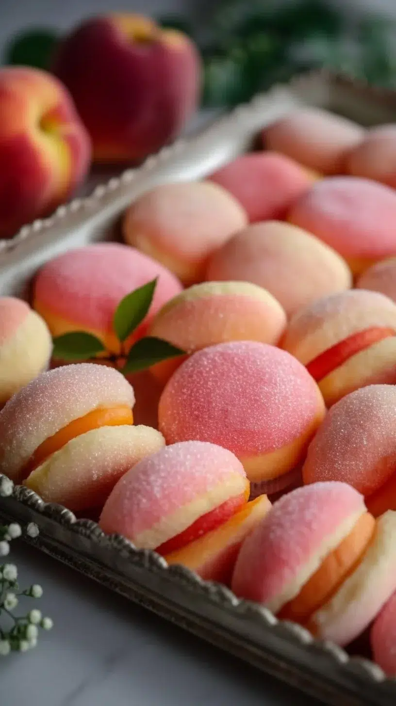 Freshly baked peach cookies with a golden crust and juicy peach pieces