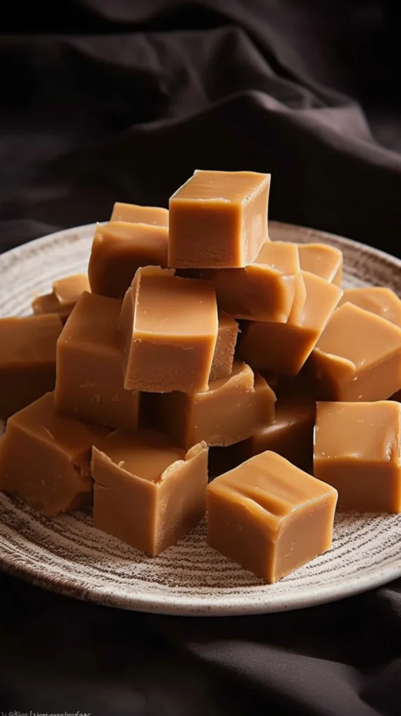Delicious homemade peanut butter fudge in a square dish.
