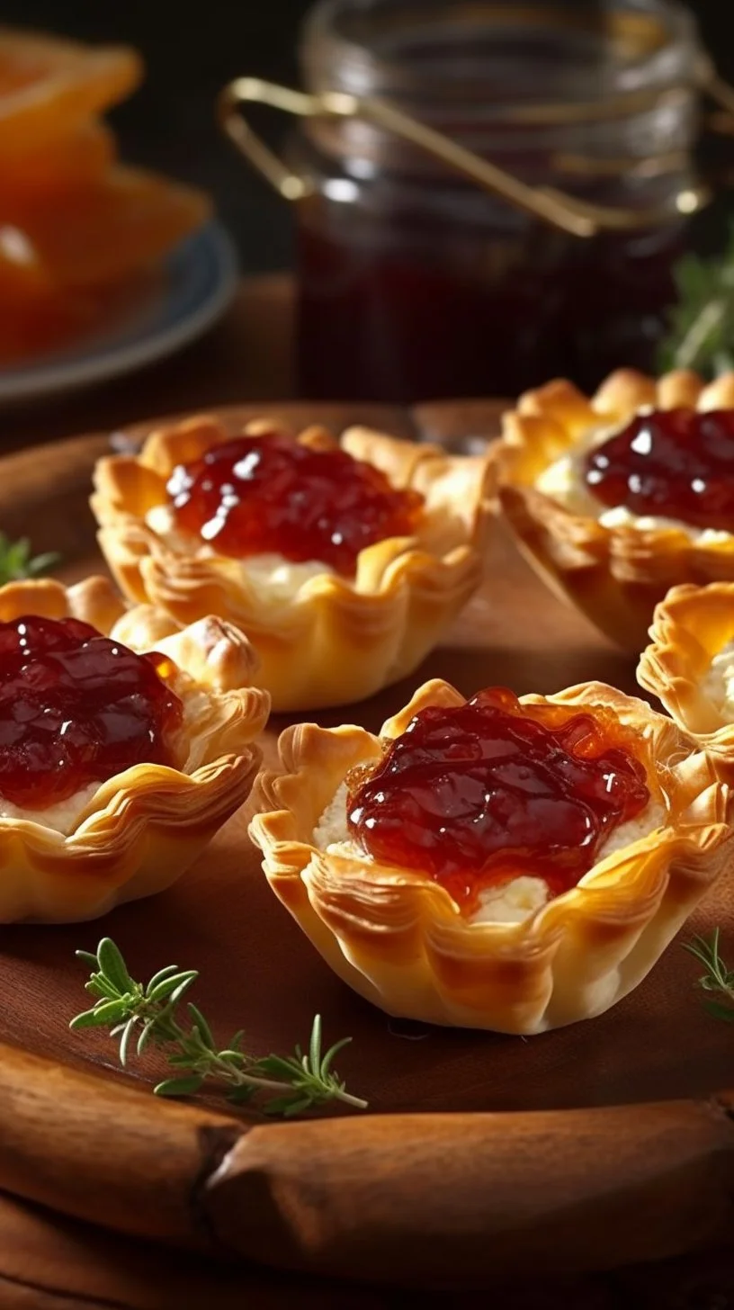 Pepper Jelly Cream Cheese Dip served in crispy phyllo shells