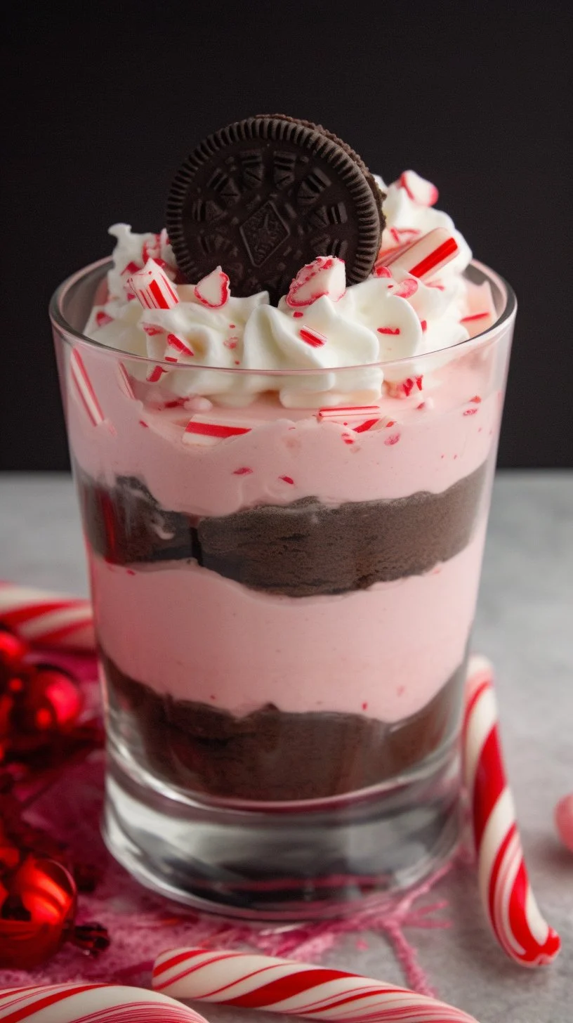 Creamy peppermint cheesecake mousse served in elegant dessert cups.