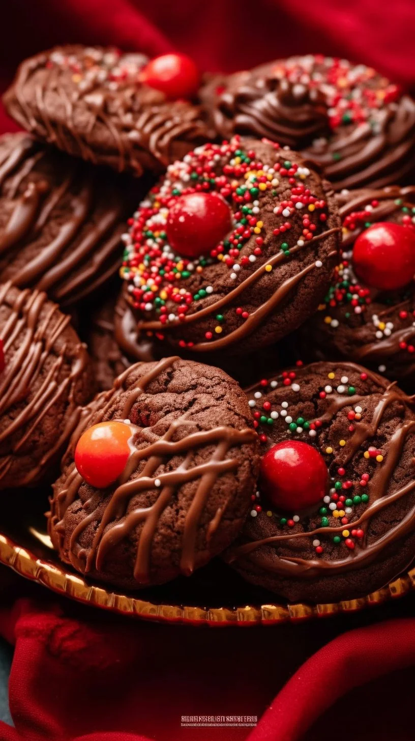 Piped chocolate butter cookies arranged on a tray, ready to be enjoyed.