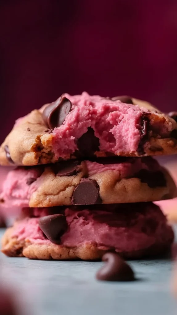 Delicious Raspberry Chocolate Cookies with melted chocolate and fresh raspberries