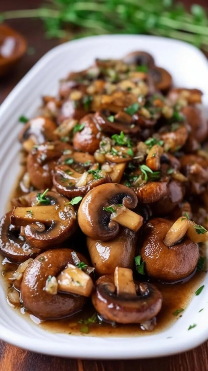 Delicious roasted mushrooms drizzled with decadent browned butter sauce