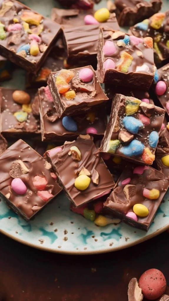 Rocky Road dessert topped with colorful Christmas marshmallows