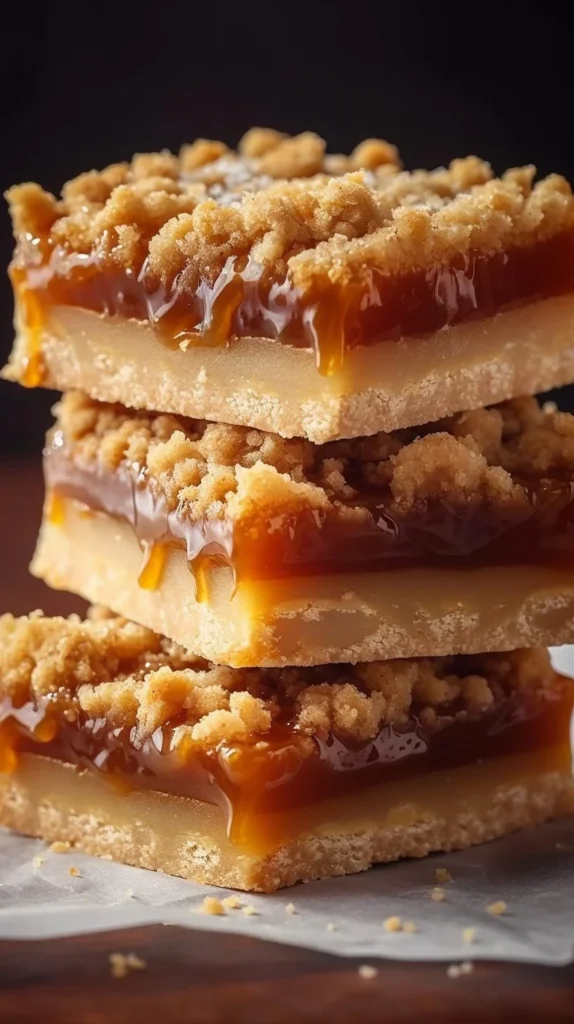 Delicious salted caramel butter bars topped with sea salt and drizzled caramel.