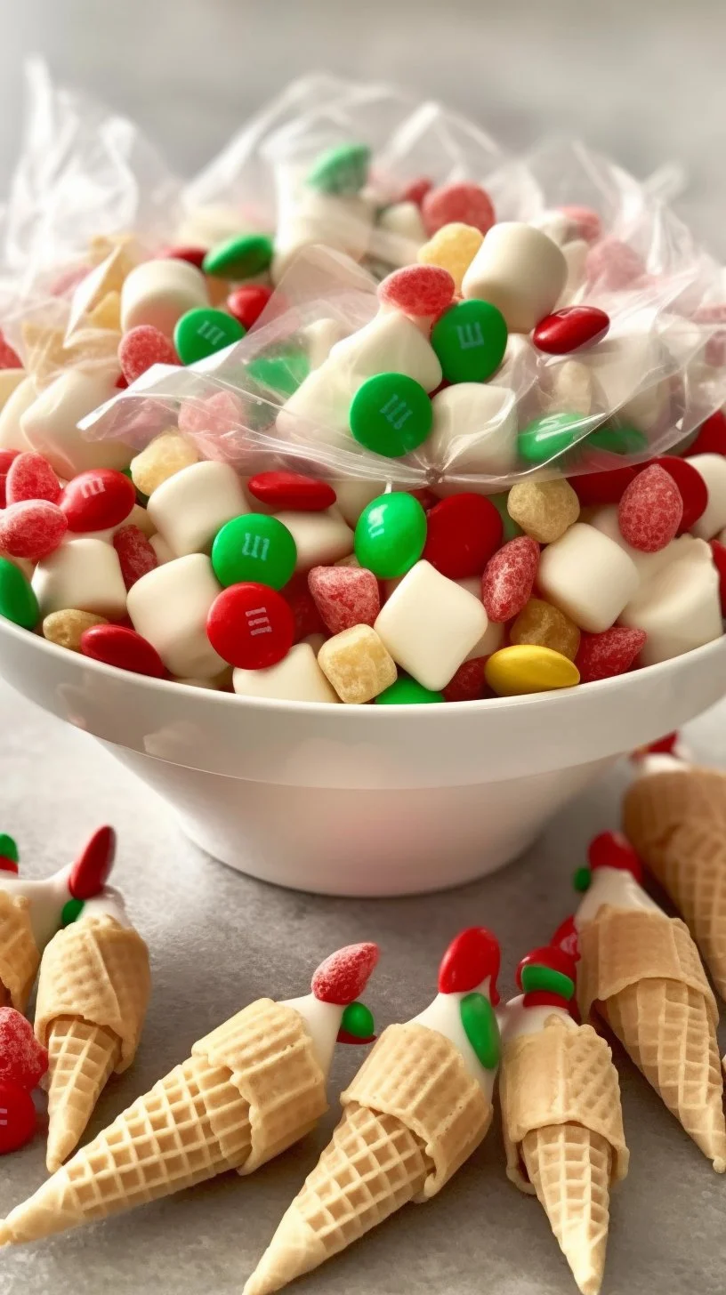 Festive Santa Hat Bugels in a holiday-themed display