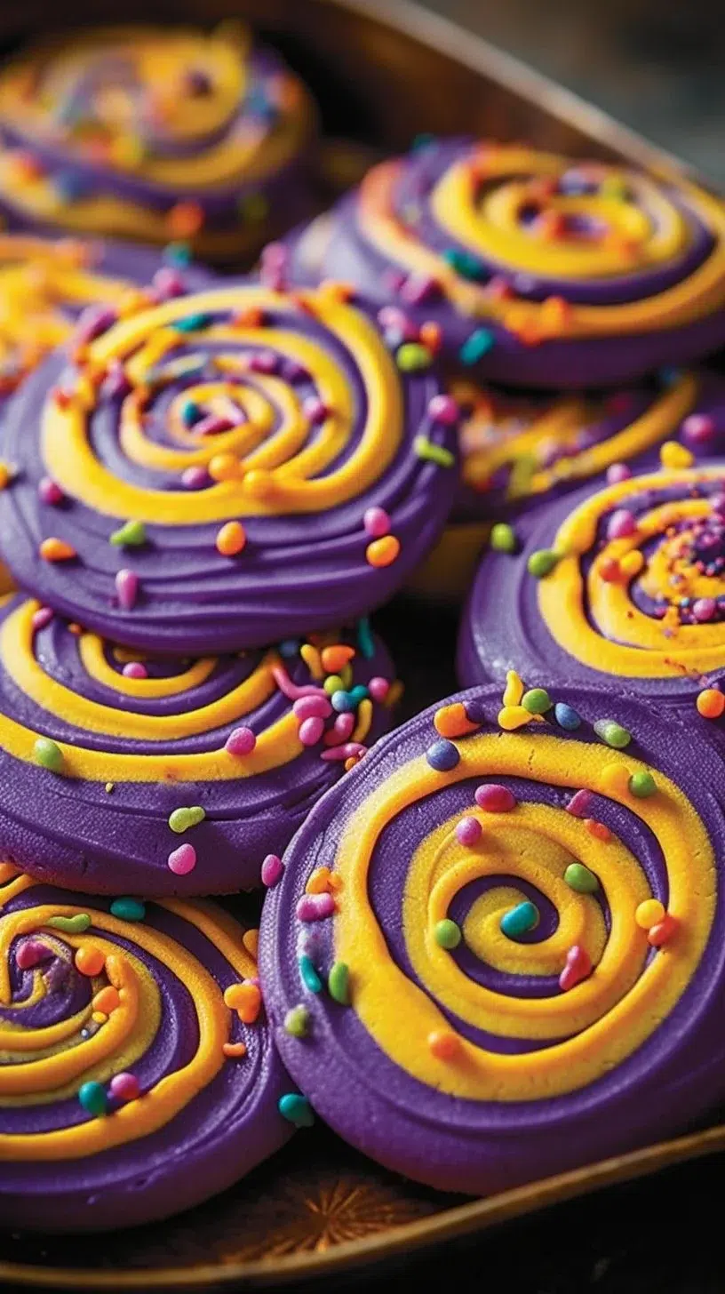Spiral Halloween Cookies with colorful icing and spooky designs