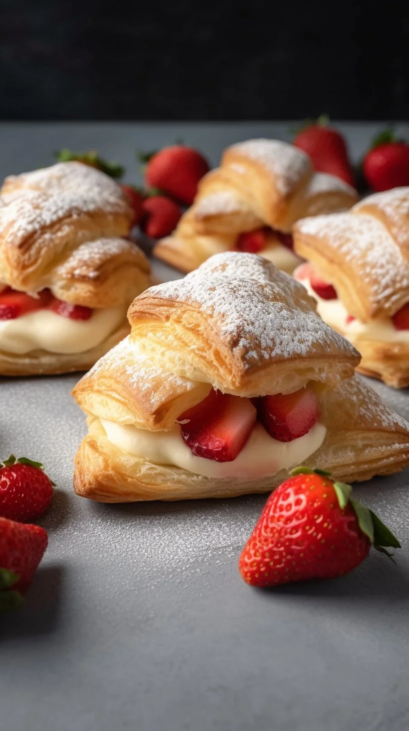 Delicious strawberry cheesecake turnovers on a plate