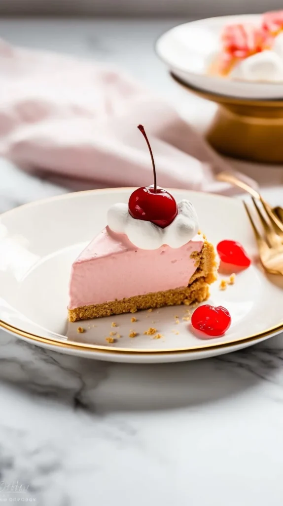 Delicious Strawberry Jello Pie topped with fresh strawberries and whipped cream