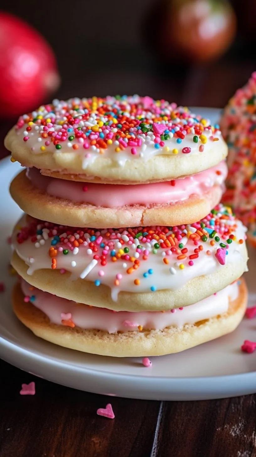 Delicious Strawberry Pop Tart Cookies with vibrant pink frosting and sprinkles.