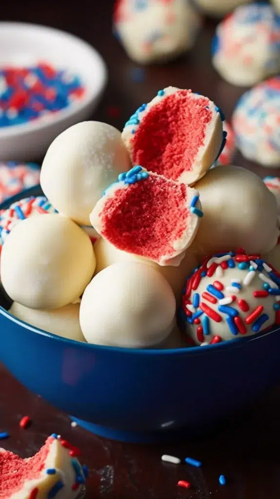 Delicious homemade sugar cookie truffles with colorful sprinkles and creamy filling.