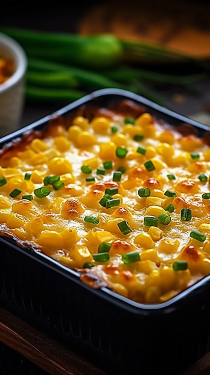 Delicious sweet harmony honey-glazed corn casserole served as a side dish