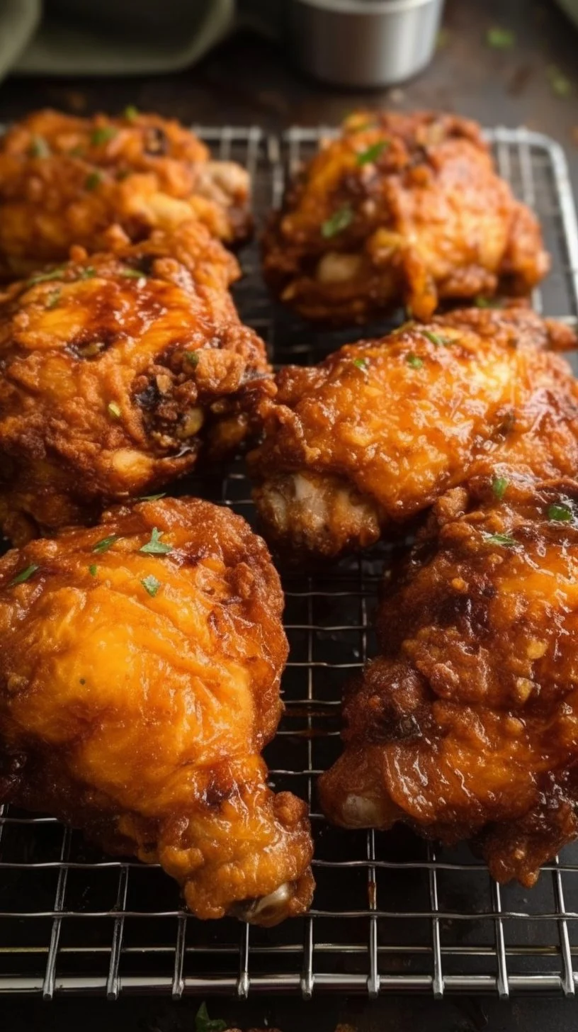 Delicious Sweet Heat Glazed Fried Chicken served on a plate.