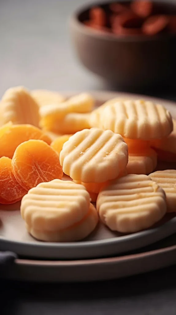 Sweet orange cream cheese mints on a decorative plate