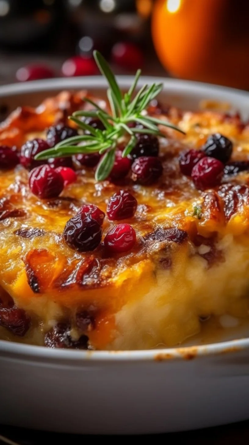 Delicious Sweet Potato & Cranberry Gratin baked to perfection