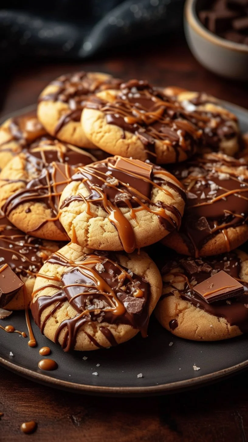 Homemade Twix-Style Cookies with chocolate, caramel, and cookie layers
